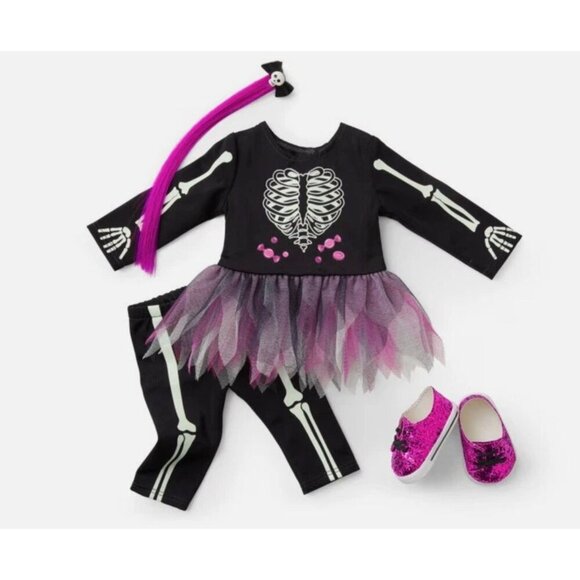 American Girl TRULY ME YOU GLOW GIRL SKELETON COSTUME Glows in the Dark NEW NIB - Picture 3 of 8